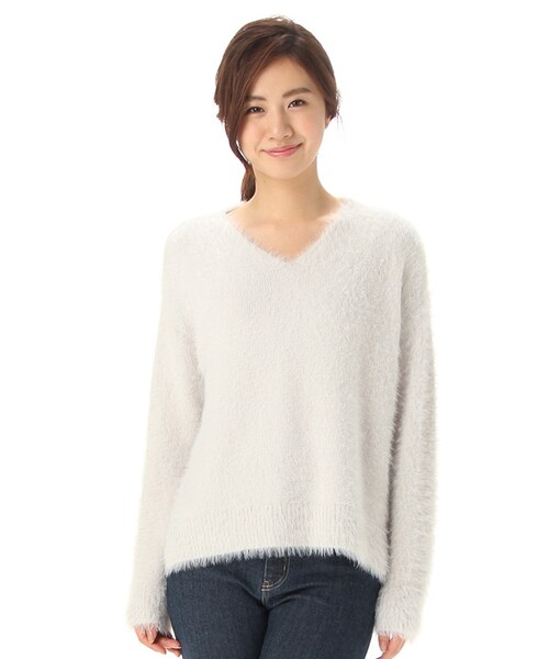 Honeys(ハニーズ)の「フェザープルオーバー(ニット・セーター・レディース・アイボリー/ピンク/グレー/モカ/ベージュ・M/L)」の3枚目の写真