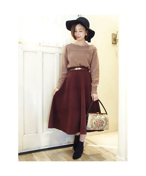 an another angelus（アンアナザーアンジェラス）の「アンティークベルト付きパウダリーフレアースカート/an another angelus（スカート・レディース・その他）」の4枚目の写真