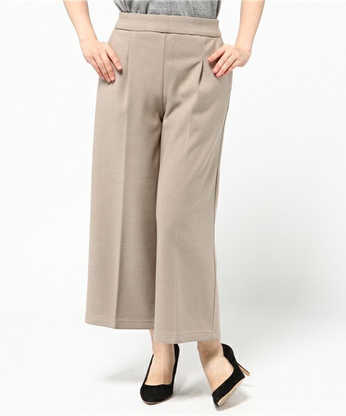 actuel（アクチュエル）の「カットボンディングワイドパンツ（スラックス・レディース・ブラック/ベージュ・FREE）」の2枚目の写真
