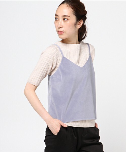 archives（アルシーヴ）の「ベロアシンプルキャミ（Tシャツ/カットソー・レディース・ブラック/ブルー/ピンク・MEDIUM）」の3枚目の写真