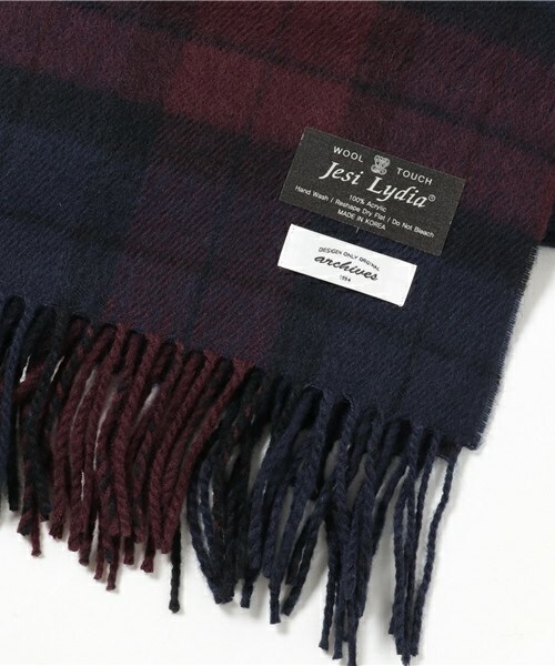 archives（アルシーヴ）の「チェックストール（マフラー・レディース・ベージュ/ネイビー/ダークブルー/ピンク・MEDIUM）」の5枚目の写真