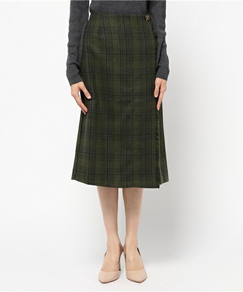 archives（アルシーヴ）の「チェックラップスカート（スカート・レディース・グレー/カーキ/ネイビー・MEDIUM）」の4枚目の写真