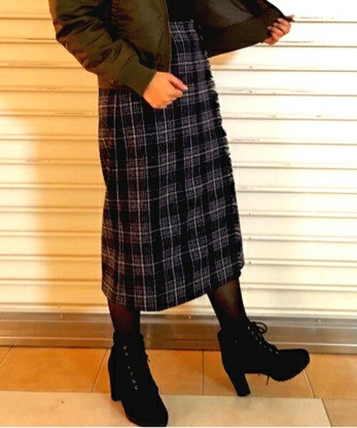 archives（アルシーヴ）の「チェックラップスカート（スカート・レディース・グレー/カーキ/ネイビー・MEDIUM）」の14枚目の写真