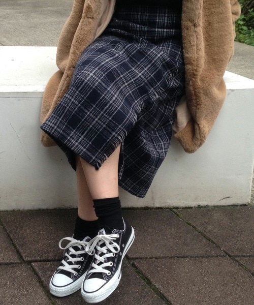 archives（アルシーヴ）の「チェックラップスカート（スカート・レディース・グレー/カーキ/ネイビー・MEDIUM）」の3枚目の写真