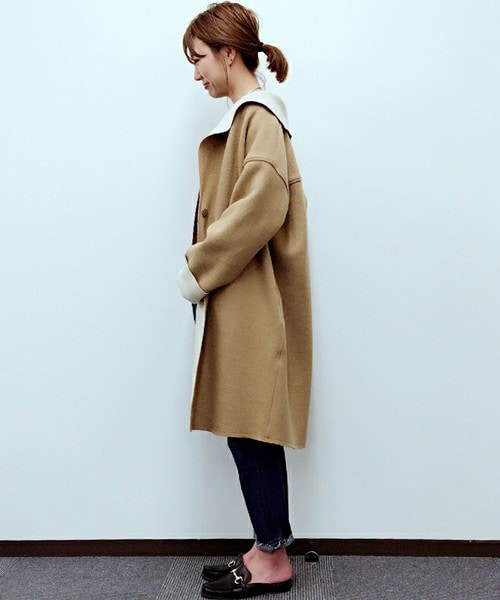 archives（アルシーヴ）の「ミスティックリバーショールコート（チェスターコート・レディース・ネイビー/キャメル・MEDIUM）」の14枚目の写真