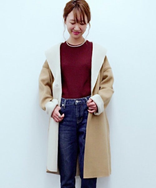 archives（アルシーヴ）の「ミスティックリバーショールコート（チェスターコート・レディース・ネイビー/キャメル・MEDIUM）」の2枚目の写真