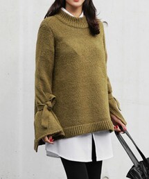 DHOLIC | スリーブストラップアンバランスニットプルオーバー(ニット/セーター)