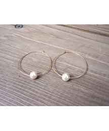 pinon | 14kgf pearl hoop(ピアス（両耳用）)