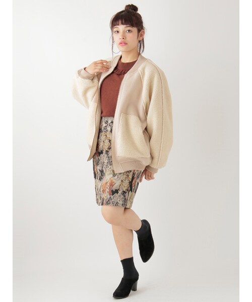 w closet（ダブルクローゼット）の「ウール×ボアリバーシブルブルゾン（ジャケット/アウター・レディース・ベージュ/グレー/ブラック・FREE）」の15枚目の写真