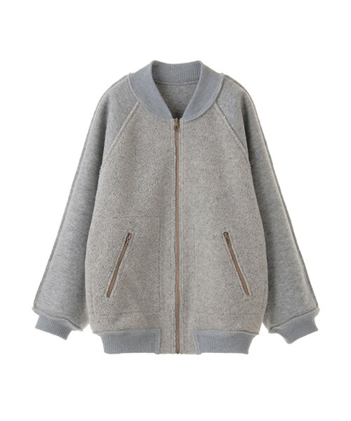 w closet（ダブルクローゼット）の「ウール×ボアリバーシブルブルゾン（ジャケット/アウター・レディース・ベージュ/グレー/ブラック・FREE）」の12枚目の写真