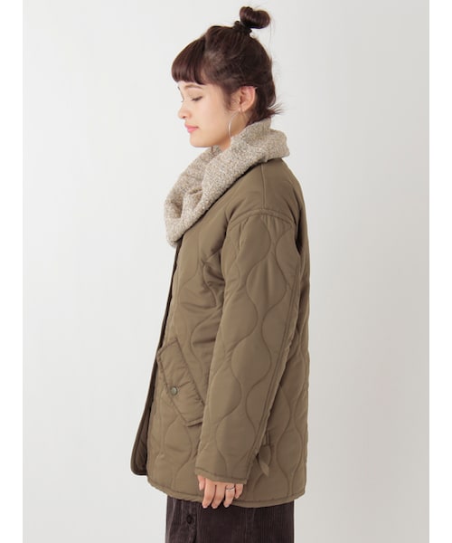 w closet（ダブルクローゼット）の「キルティングライナー風ジャケット（ジャケット/アウター・レディース・Dカーキ/ブラック・FREE）」の4枚目の写真