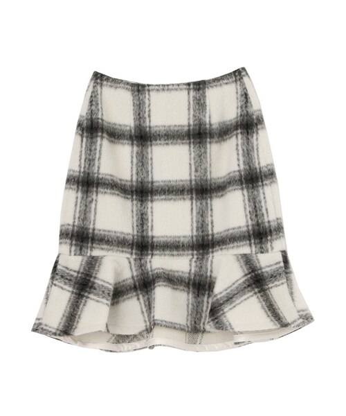 MERCURYDUO（マーキュリーデュオ）の「シャギーチェックペプラムスカート（スカート・レディース・オフホワイト・S/M）」の8枚目の写真