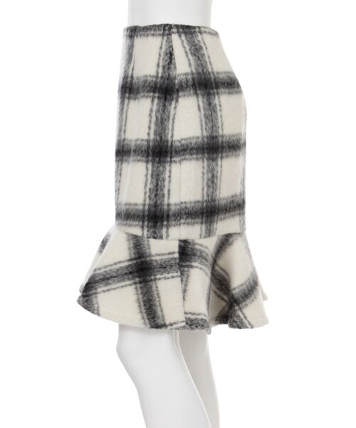 MERCURYDUO（マーキュリーデュオ）の「シャギーチェックペプラムスカート（スカート・レディース・オフホワイト・S/M）」の2枚目の写真