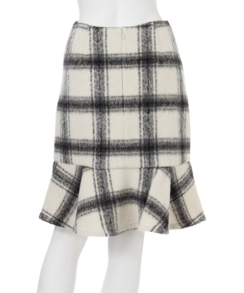MERCURYDUO（マーキュリーデュオ）の「シャギーチェックペプラムスカート（スカート・レディース・オフホワイト・S/M）」の3枚目の写真