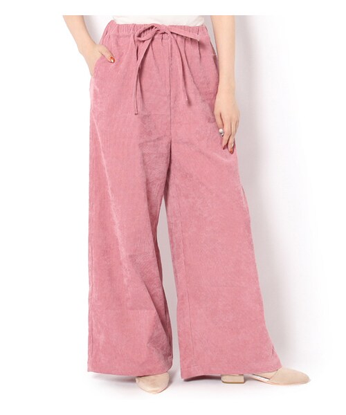 PAGEBOY(ページボーイ)の「コーデュロイリボンワイドパンツ(パンツ・レディース・ベージュ/ピンク/ネイビー)」の2枚目の写真