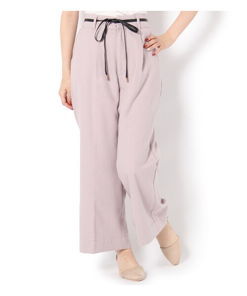 PAGEBOY（ページボーイ）の「レザーリボン付き起毛ワイドパンツ（パンツ・レディース・グレー/ブラック/グレーベージュ/ピンク・S/M）」の4枚目の写真