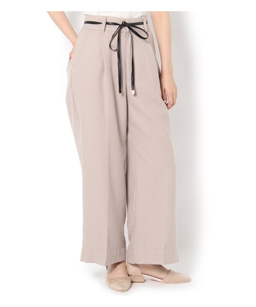 PAGEBOY（ページボーイ）の「レザーリボン付き起毛ワイドパンツ（パンツ・レディース・グレー/ブラック/グレーベージュ/ピンク・S/M）」の3枚目の写真