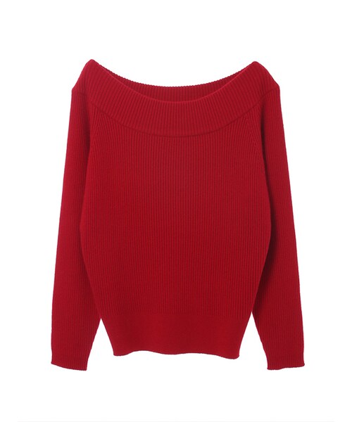 31 Sons de mode（トランテアン　ソン　ドゥ　モード）の「≪新作≫アンゴラ混オフショルダーニット《予約アイテム》（トップス・レディース・ブルー/レッド/ライトグレー/オフホワイト・36）」の4枚目の写真