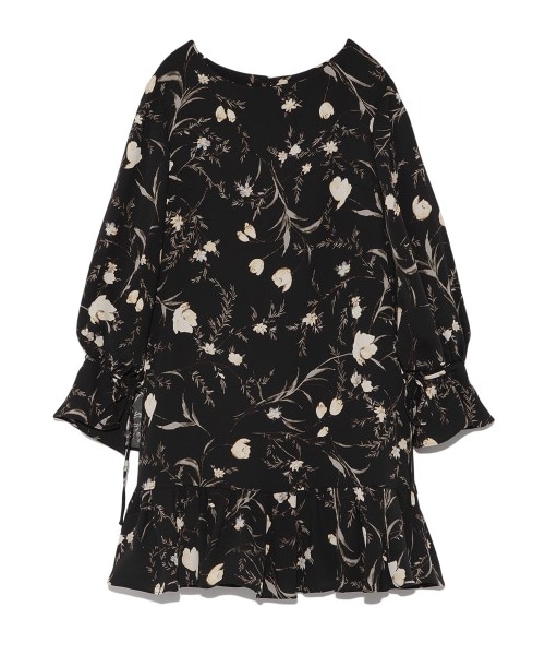 SNIDEL（スナイデル）の「ヴィンテージフラワージョーゼットワンピース（ミニワンピース・レディース・IVR/NVY/BLK・F）」の3枚目の写真