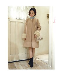 an another angelus | 異素材切り替えノーカラーコート/an another angelus(ダウンジャケット/コート)