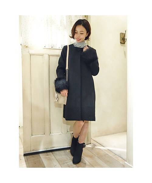 an another angelus（アンアナザーアンジェラス）の「異素材切り替えノーカラーコート/an another angelus（ダウンジャケット/コート・レディース・その他）」の3枚目の写真