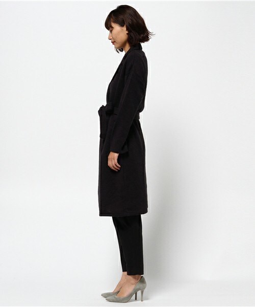 INTERPLANET（インタープラネット）の「裏起毛ニットテーラーコート（チェスターコート・レディース・グレー/ネイビー・FREE）」の4枚目の写真