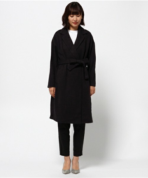 INTERPLANET（インタープラネット）の「裏起毛ニットテーラーコート（チェスターコート・レディース・グレー/ネイビー・FREE）」の3枚目の写真