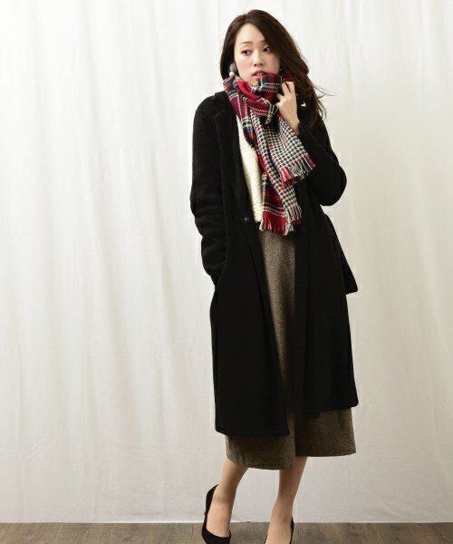 INTERPLANET（インタープラネット）の「裏起毛ニットテーラーコート（チェスターコート・レディース・グレー/ネイビー・FREE）」の2枚目の写真