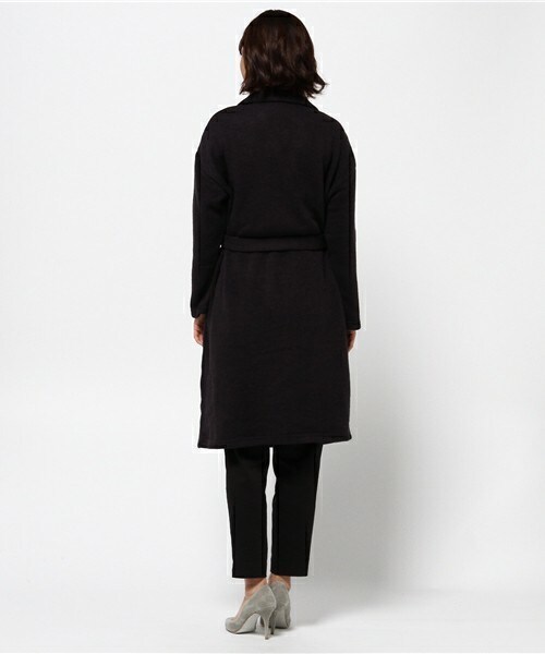 INTERPLANET（インタープラネット）の「裏起毛ニットテーラーコート（チェスターコート・レディース・グレー/ネイビー・FREE）」の5枚目の写真