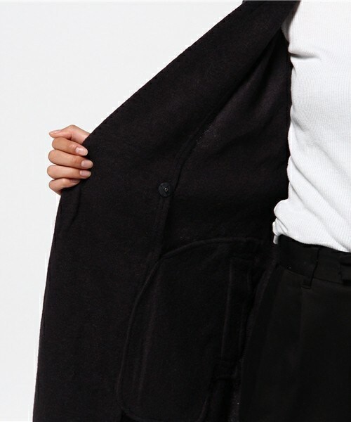 INTERPLANET（インタープラネット）の「裏起毛ニットテーラーコート（チェスターコート・レディース・グレー/ネイビー・FREE）」の9枚目の写真