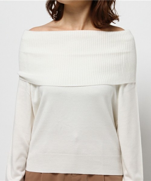 INTERPLANET(インタープラネット)の「オフショルダーニットP/O(ニット/セーター・レディース・オフホワイト/グレー/サックスブルー/ピンクベージュ・FREE)」の8枚目の写真