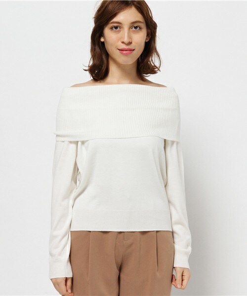 INTERPLANET(インタープラネット)の「オフショルダーニットP/O(ニット/セーター・レディース・オフホワイト/グレー/サックスブルー/ピンクベージュ・FREE)」の5枚目の写真