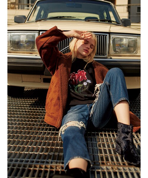 MURUA（ムルーア）の「フラワースウェットプルオーバー（トップス・レディース・ホワイト/グレー/ブラック・F）」の4枚目の写真