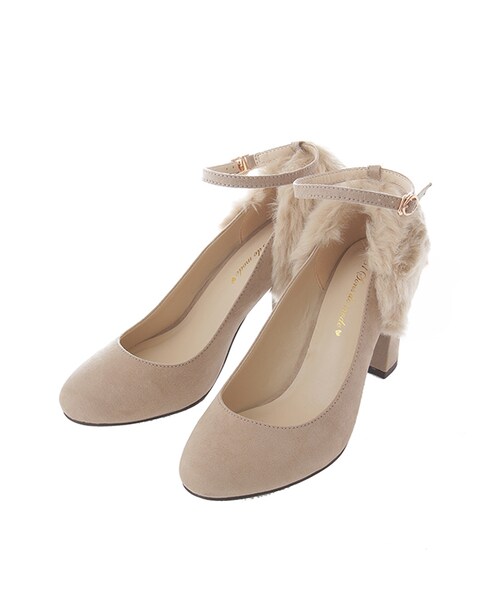31 Sons de mode（トランテアン　ソン　ドゥ　モード）の「ファー付きアンクルストラップパンプス（シューズ・レディース・ブラック/ベージュ・S/M/L）」の2枚目の写真