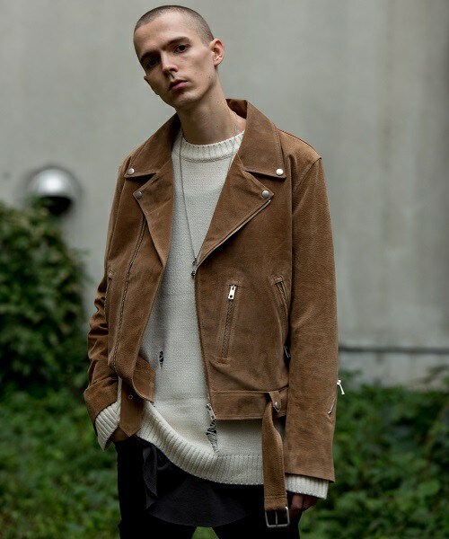 CASPER JOHN AIVER（キャスパージョンアイバー）の「CASPER JOHN AIVER  スウェードダブルライダース（ライダースジャケット・メンズ・ブラック/ベージュ・MEDIUM/LARGE）」の2枚目の写真