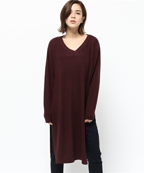 archives（アルシーヴ）の「片畦サイドスリットワンピース（ワンピース・レディース・ブラック/グレー/ワイン・MEDIUM）」の3枚目の写真