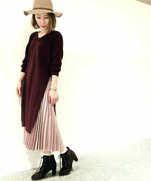 archives（アルシーヴ）の「片畦サイドスリットワンピース（ワンピース・レディース・ブラック/グレー/ワイン・MEDIUM）」の12枚目の写真