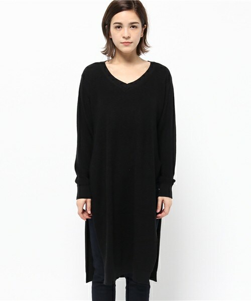 archives（アルシーヴ）の「片畦サイドスリットワンピース（ワンピース・レディース・ブラック/グレー/ワイン・MEDIUM）」の4枚目の写真