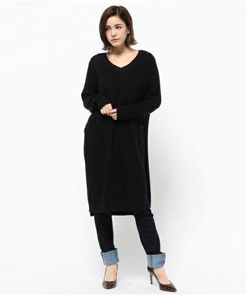 archives（アルシーヴ）の「片畦サイドスリットワンピース（ワンピース・レディース・ブラック/グレー/ワイン・MEDIUM）」の7枚目の写真