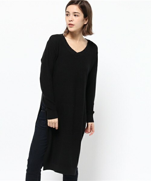 archives（アルシーヴ）の「片畦サイドスリットワンピース（ワンピース・レディース・ブラック/グレー/ワイン・MEDIUM）」の2枚目の写真