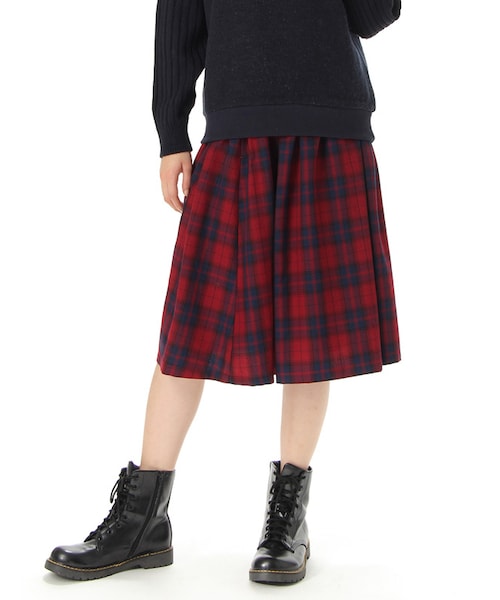 Honeys（ハニーズ）の「ミディ丈スカート（スカート・レディース・アイボリー×クロ/クロ/アカ×クロ/アカチェック/クロチェック・Ｍ/Ｌ）」の5枚目の写真