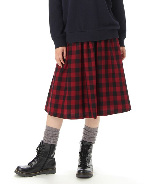 Honeys（ハニーズ）の「ミディ丈スカート（スカート・レディース・アイボリー×クロ/クロ/アカ×クロ/アカチェック/クロチェック・Ｍ/Ｌ）」の4枚目の写真