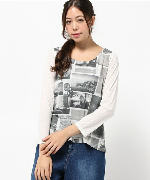 Durer(デュレル)の「【Holiday】秋フォトロンT《DURER》(Tシャツ/カットソー・レディース・ホワイト/ホワイト×ブラック/グレー・FREE)」の2枚目の写真