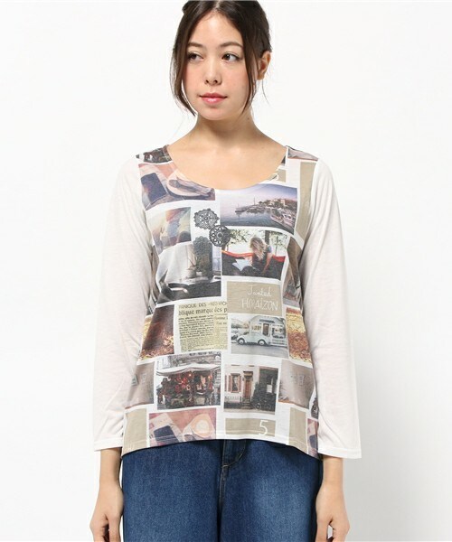 Durer(デュレル)の「【Holiday】秋フォトロンT《DURER》(Tシャツ/カットソー・レディース・ホワイト/ホワイト×ブラック/グレー・FREE)」の4枚目の写真
