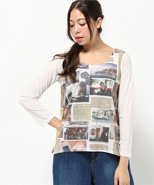 Durer(デュレル)の「【Holiday】秋フォトロンT《DURER》(Tシャツ/カットソー・レディース・ホワイト/ホワイト×ブラック/グレー・FREE)」の1枚目の写真