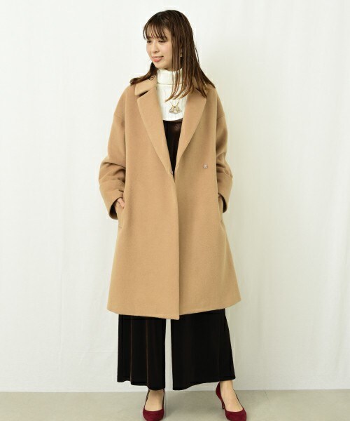 actuel（アクチュエル）の「ショートビーバーチェスターコート（チェスターコート・レディース・ネイビー/キャメル/ピンクベージュ・FREE）」の5枚目の写真