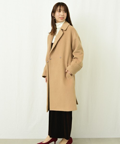 actuel（アクチュエル）の「ショートビーバーチェスターコート（チェスターコート・レディース・ネイビー/キャメル/ピンクベージュ・FREE）」の2枚目の写真