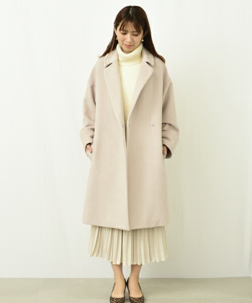 actuel（アクチュエル）の「ショートビーバーチェスターコート（チェスターコート・レディース・ネイビー/キャメル/ピンクベージュ・FREE）」の6枚目の写真