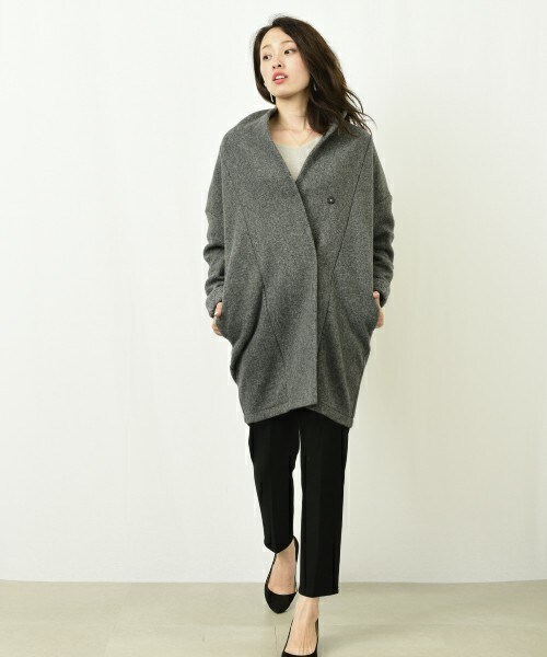 actuel（アクチュエル）の「スライバーニットコート（その他アウター・レディース・チャコールグレー/ネイビー・FREE）」の5枚目の写真