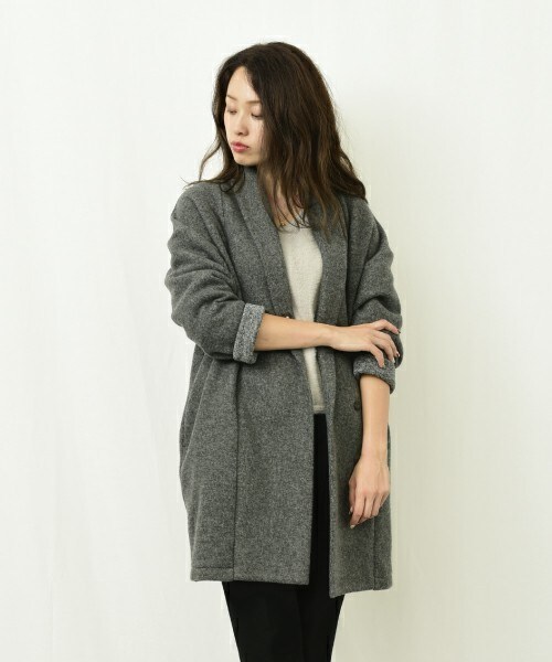 actuel（アクチュエル）の「スライバーニットコート（その他アウター・レディース・チャコールグレー/ネイビー・FREE）」の3枚目の写真